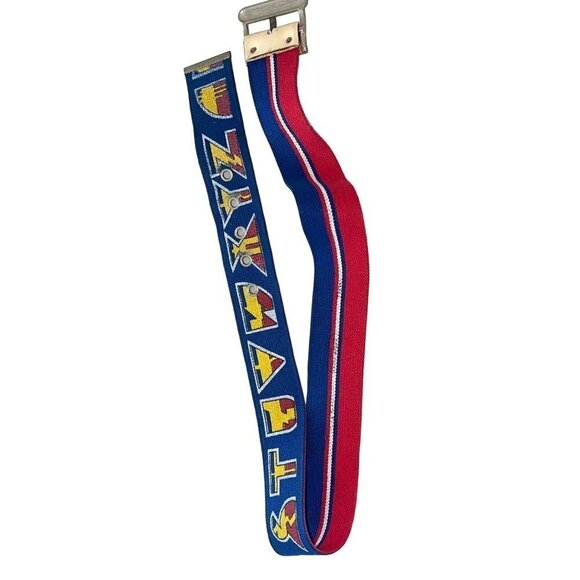 Peter Max Vintage 70s Pop Art Alphabet Belt Enamel Canvas Signed Blue Red Retro - Picture 14 of 14